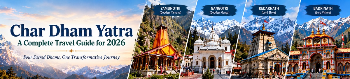 Char Dham Yatra 2026 complete travel guide - Yamunotri, Gangotri, Kedarnath and Badrinath temples