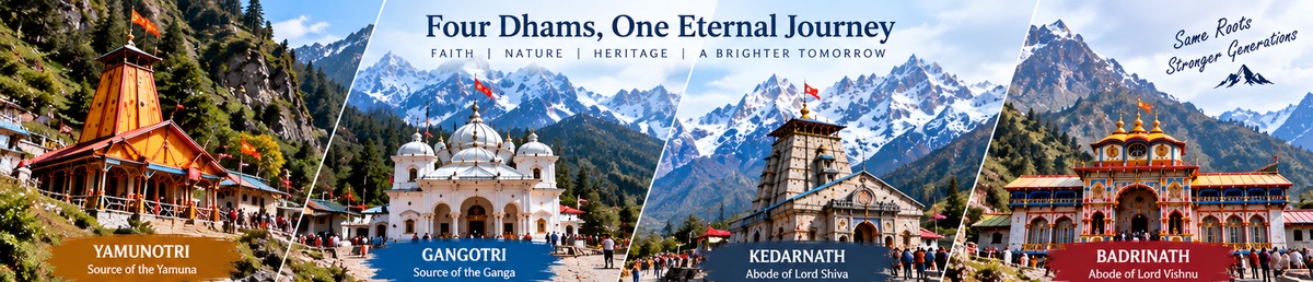 The four Dhams - Yamunotri, Gangotri, Kedarnath and Badrinath - with 2026 shrine-wise pilgrim counts to 21 August