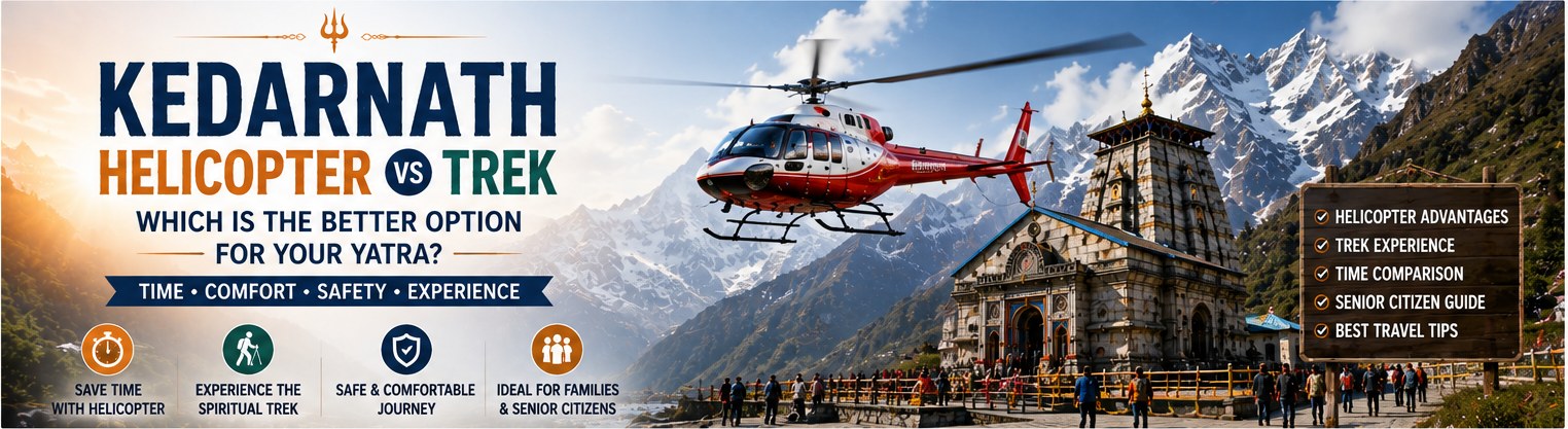 Kedarnath helicopter vs trek - which is the better option for your Yatra, comparing time, comfort, safety and experience