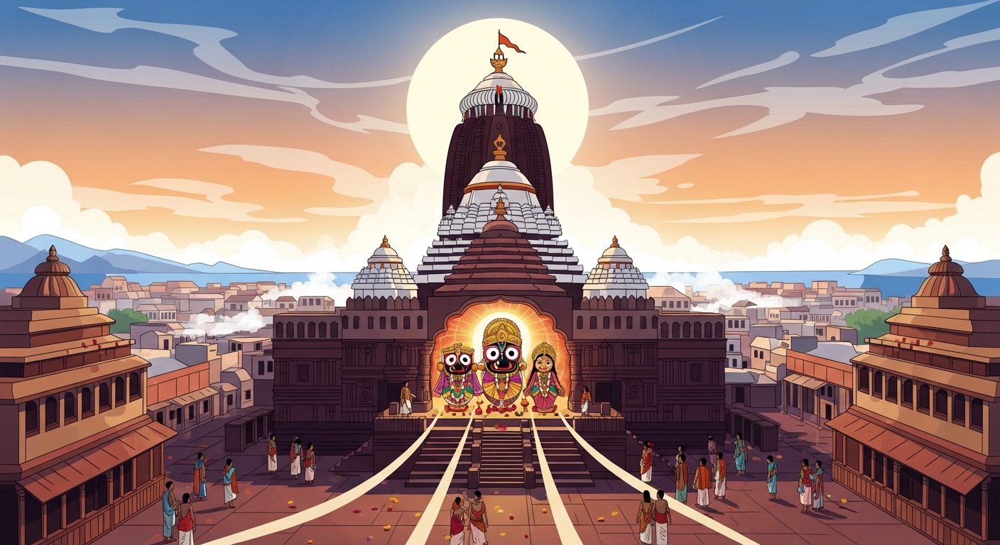 Jagannath Temple in Puri, Odisha, dedicated to Jagannath, Balabhadra and Subhadra