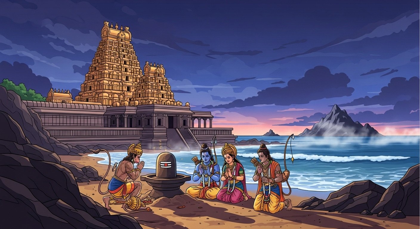 Carved pillared corridor inside Ramanathaswamy Temple, Rameshwaram