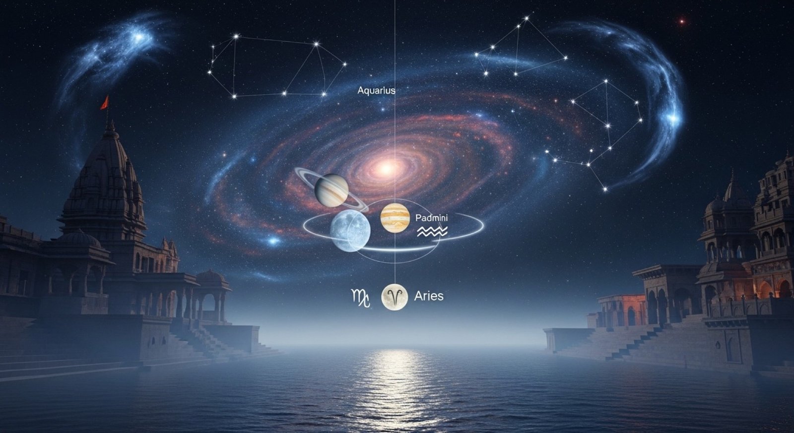Astrological alignment for Haridwar Kumbh 2027 - Jupiter in Aquarius and Sun entering Aries