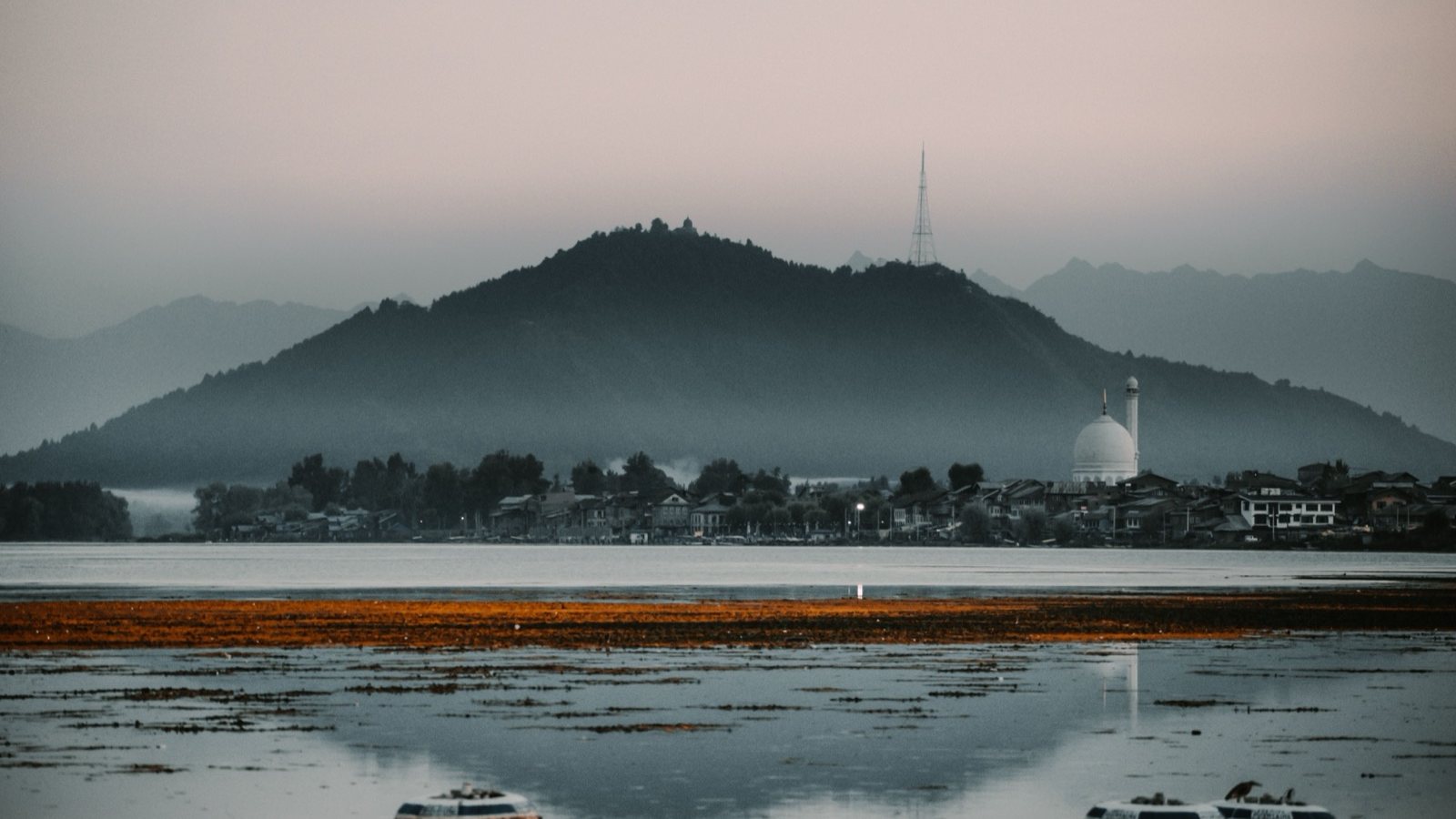 Dal Lake on a misty morning, Srinagar, Kashmir