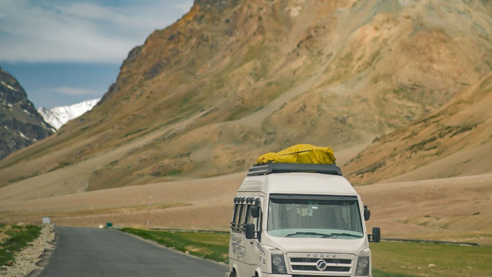A vehicle climbing the Manali to Leh highway