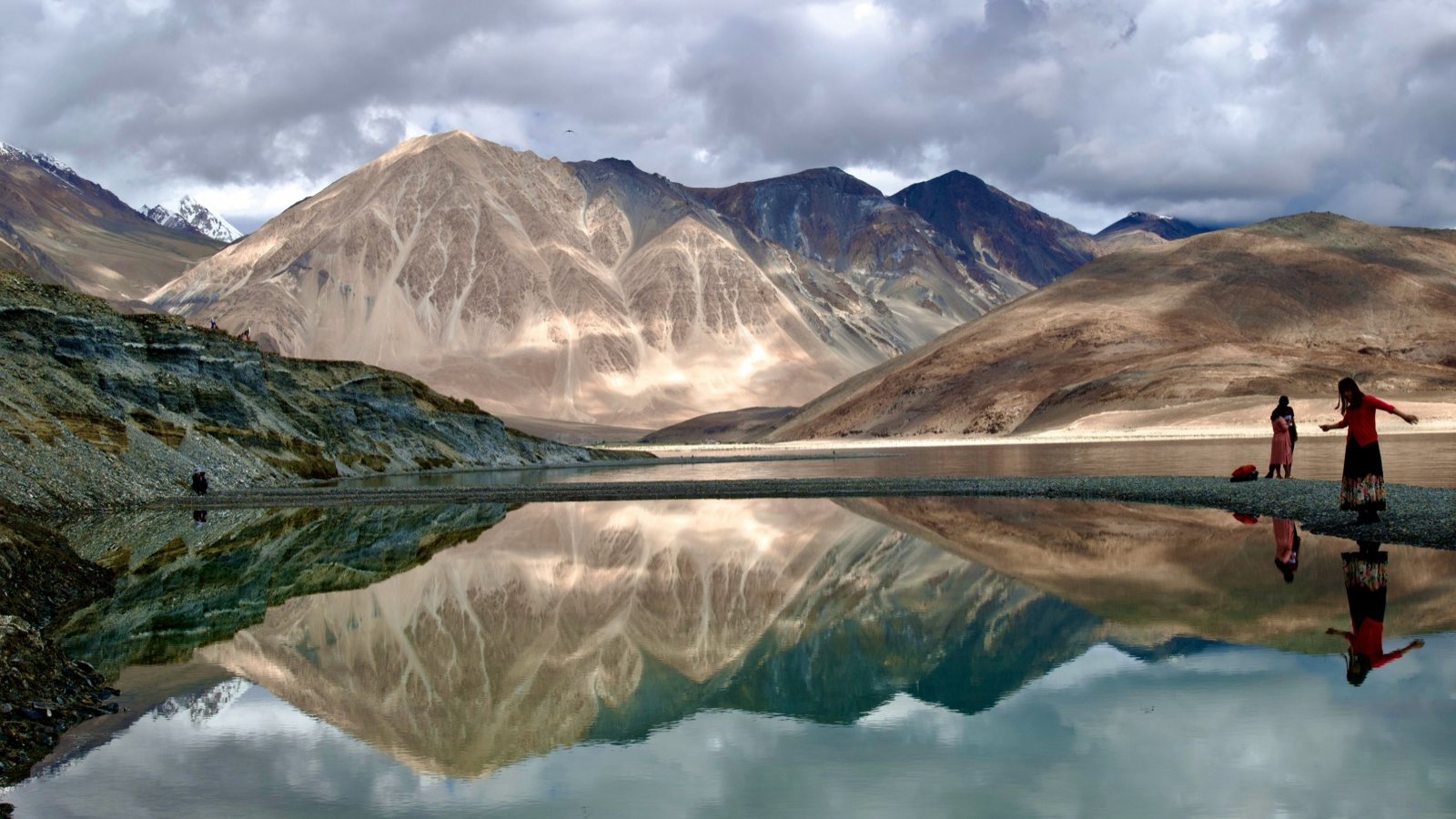 Mountains reflected in a still Himalayan lake