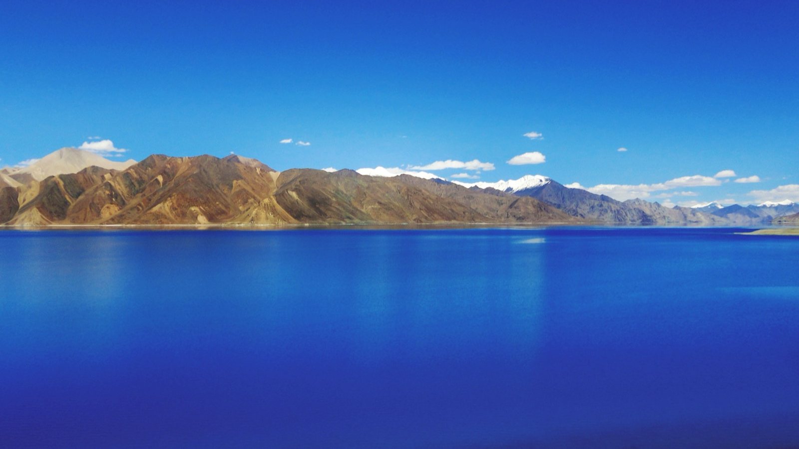 The deep blue water of Pangong Lake, Ladakh