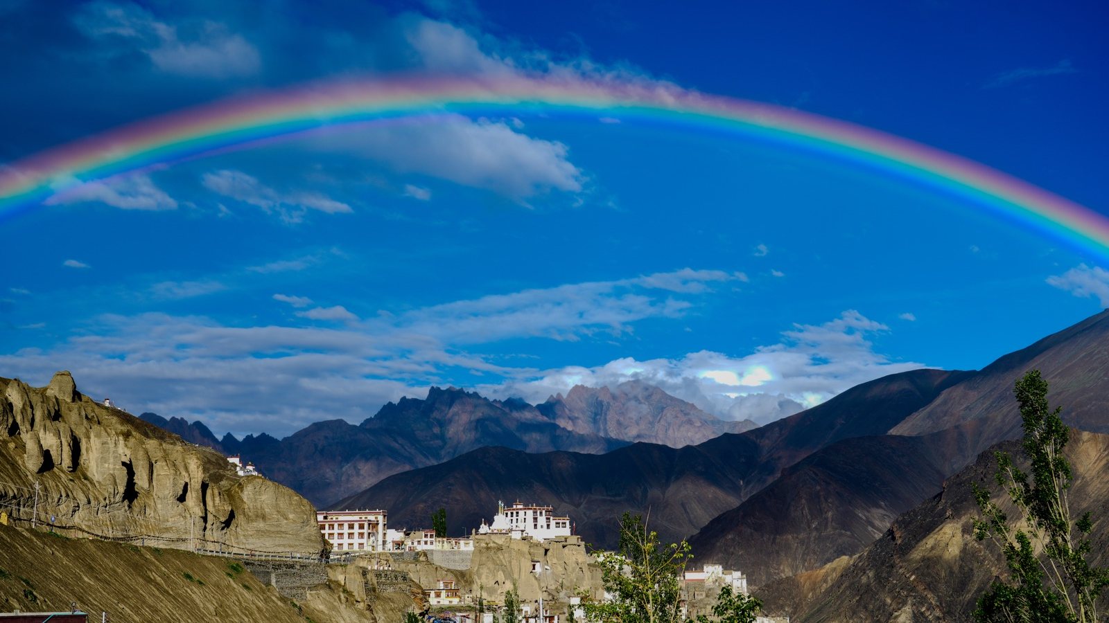 A rainbow arcing over Lamayuru Monastery, Ladakh