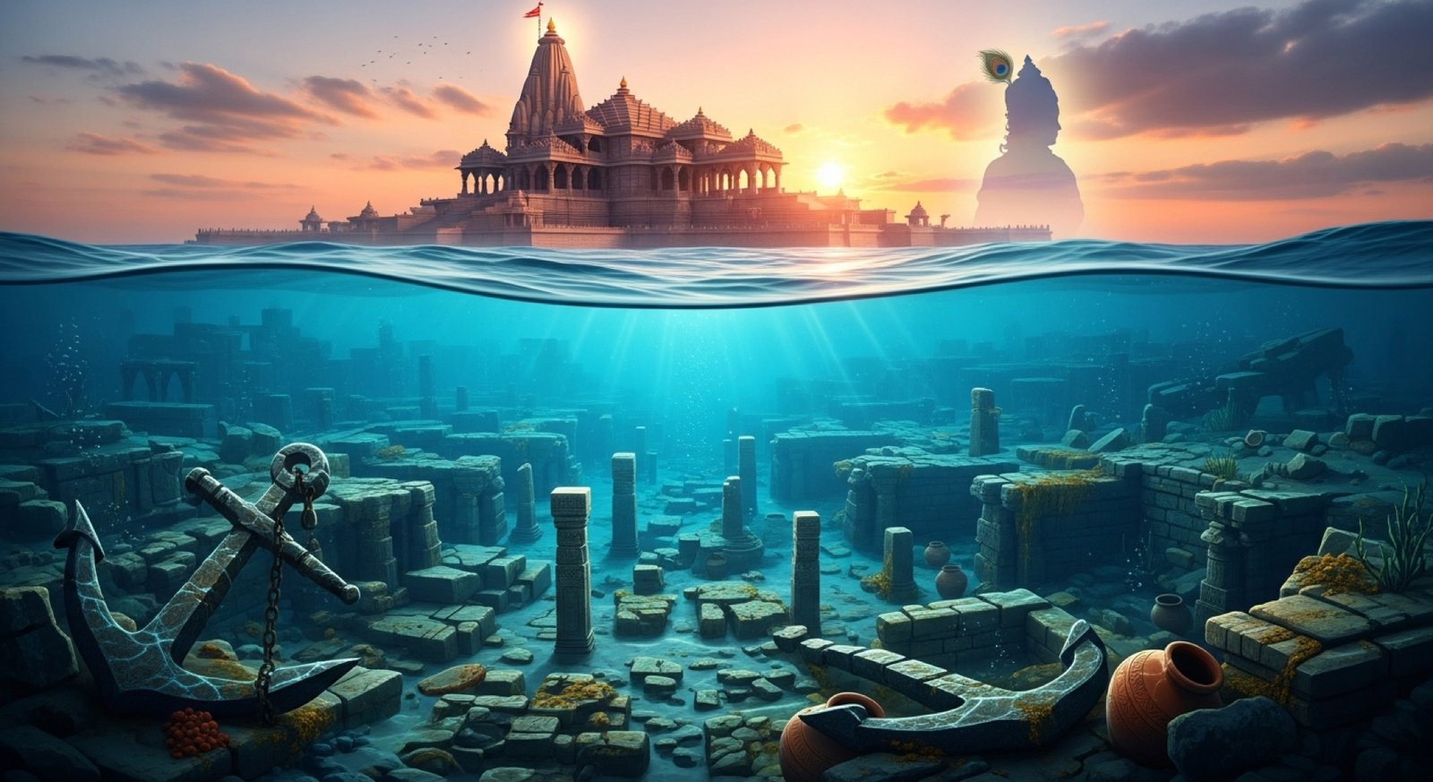 Dwarka - the submerged ancient city, associated with the Nageshwar Jyotirlinga